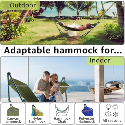 Sturdy Steel Hammock with Stand Premium Cotton Canvas Hammock
