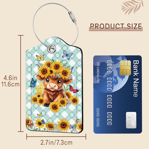 2 Pcs Highland Cow Luggage Tags for Suitcase (2 Count)