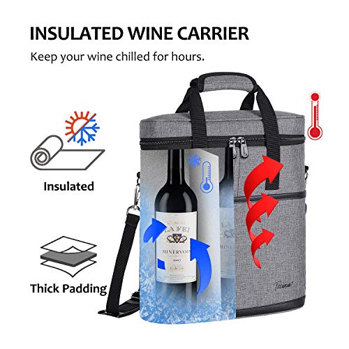 3 Bottle Wine Cooler Bag Carrier for Travel