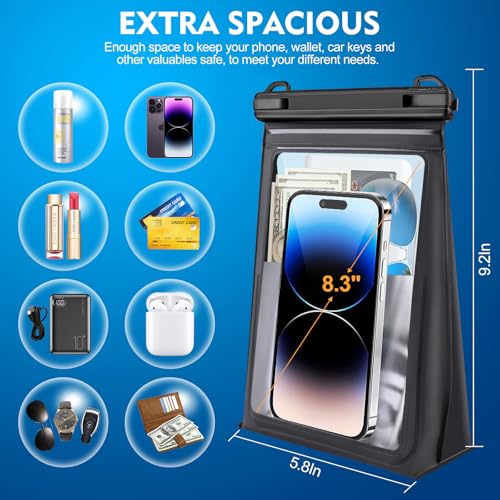 Large Floating Waterproof Phone Pouch [with Sealing Strip] Black