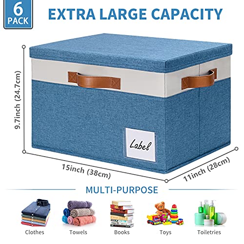Fabric Storage Bins with Lid 6 Pack