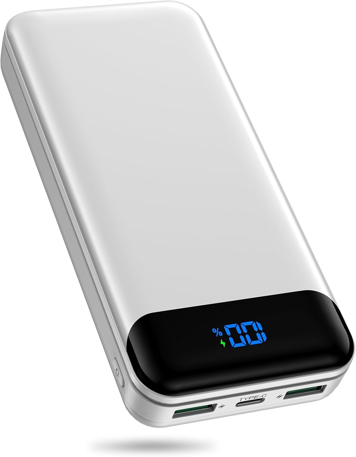 Portable Charger Power Bank 40000mAh Powerbank PD 30W and QC 4.0 Fast Charging External Battery Pack with USB-C LED 3 Outputs & 2 Inputs Portable Charging for iPhone 15 14 13 (White) - Roamly