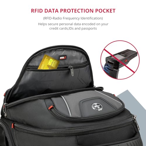 Design Men's Laptop Backpack for College and Business Travel with Integrated USB Charging Port and RFID Protection Fits 15.6" Laptops Bag Black