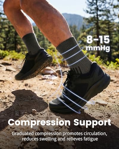 3 Pairs Running Compression Socks for Men & Women Crew Socks with Cushion (3 Count)