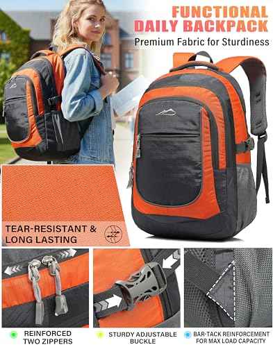 Backpack Bookbag for College Sturdy Travel Business Hiking Fit Laptop Up to 15.6 Inch Multi Compartment Gifts for Men Women Night Light Reflective