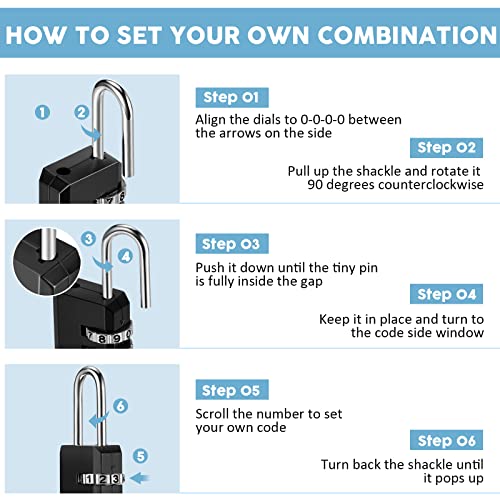 16 Pack 3 Digit Combination Lock Small Combo Locks Waterproof Luggage Number Padlock for Backpack Suitcases Traveling Toolbox School Gym Employee Locker (16 Count)