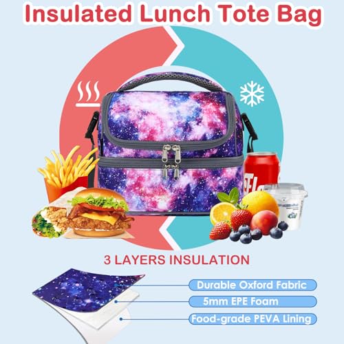Double Decker Cooler Insulated Lunch Bag Large Tote for Boys