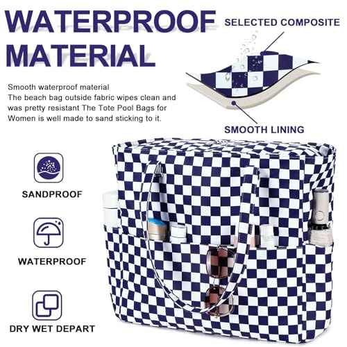 Waterproof Beach Tote Pool Bags for Women Ladies Extra Large Carry On Bag With Wet Compartment for Weekender Travel
