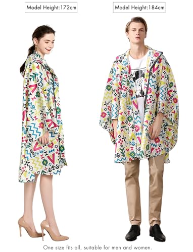 Waterproof Rain Poncho for Women Packable Hooded Raincoat with Pocket