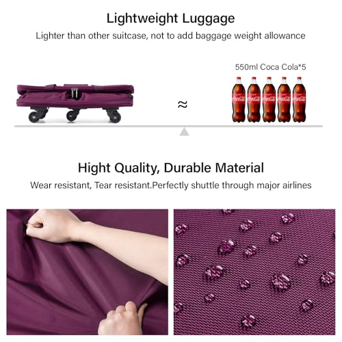 Expandable Large Suitcase 4 Wheels Lightweight Collapsible
