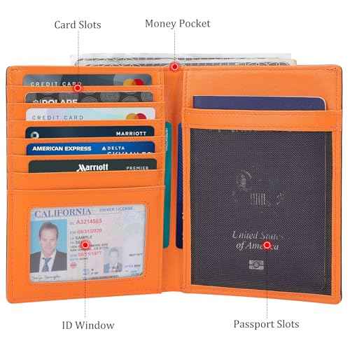 Polare Leather AirTag Passport Holder RFID Blocking Travel Bifold Wallet