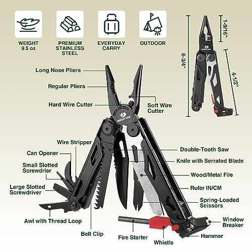 19-in-1 Multitool Pliers Stainless Steel Self-Locking