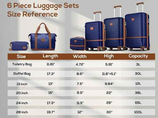 Joyway Luggage Set 3 Piece Suitcase Sets with Spinner Wheel,Hardside Expandable Travel Laggage with TSA Lock (13/20/24/28 Navy brown