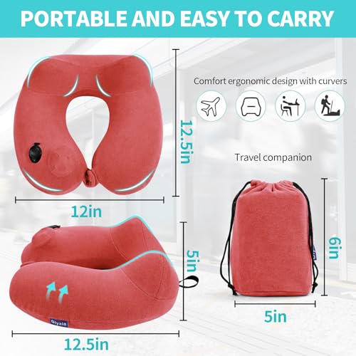 2 Pack Inflatable Travel Neck Pillows for Airplanes