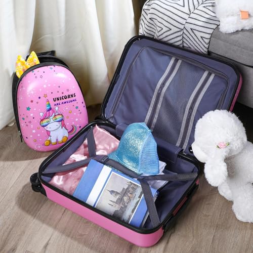 Kids Luggage and Backpack 18 Suitcase with Spinner Wheel Hard Case Travel 13 Backpack Girl Suitcase Set for Kids Travel Supplies