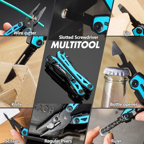 16-In-1 Multi-Tool Pliers, EDC Multitool, Aqua Blue