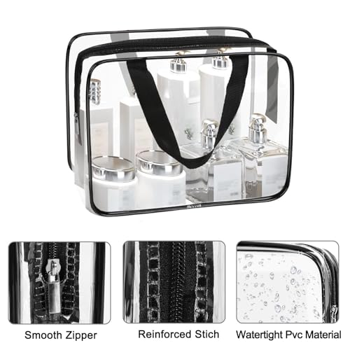3 Pack Large Clear Makeup Bag (3 Count)