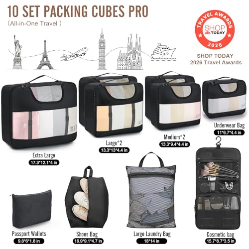 10 Set Packing Cubes for Travel Essentials (99 Count)