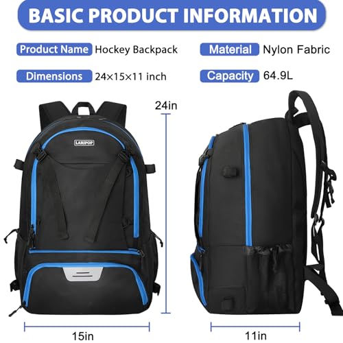 Lacrosse Bag Durable Equipment Backpack with 2 Stick Holders