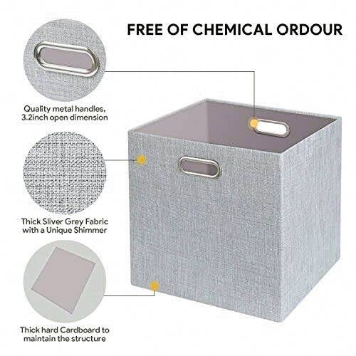 3X Thicker Fabric Storage Cubes 13 inch Collapsible Storage Bins for Organization (4 Count)