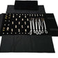 Velvet Travel Jewelry Case Roll Bag Organizer for Necklace Bracelet Earrings Ring (Black) (Black(2+6+6))