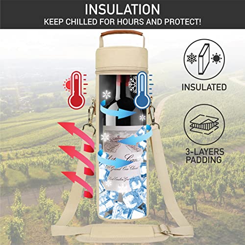 Single Bottle Wine Bag Carrier Insulated Cooler Tote with Strap