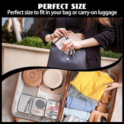 16 Pieces Clear Cosmetic Bags PVC Clear Makeup Bags TSA Approved Toiletry Bag with Zipper Waterproof Vinyl Plastic Organizer Storage Transparent Pouch for Women and Men (16 Count)