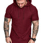 Mens Fashion Hoodies Sport Pullover Solid Color Shirt Workout Lightweight Tops Red X