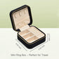Travel Jewelry Case, Small Plush Velvet Jewelry Box for Women and Girls, Portable Jewelry holder organizer for Rings Earrings Necklaces Bracelets(Black)