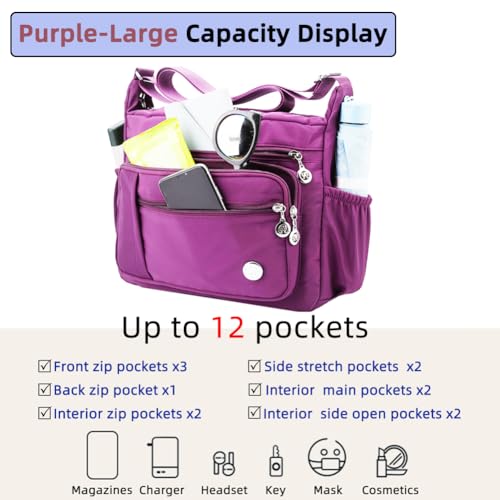 Women Shoulder Handbag Roomy Multiple Pockets Bag Ladies Crossbody Purse Fashion Tote Top Handle Satchel