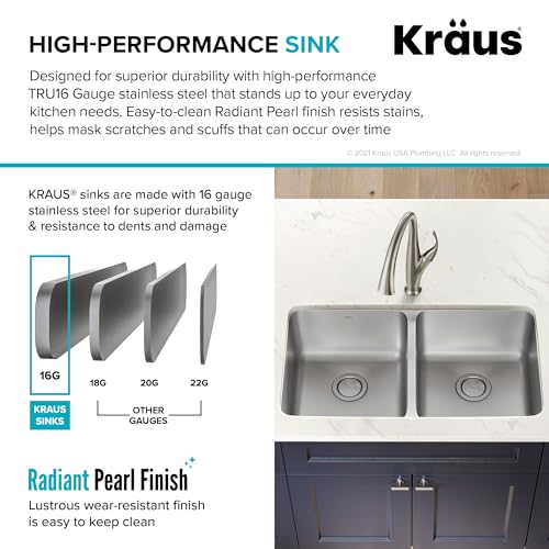 Stainless Steel 33 in Double Bowl Undermount Sink KA1UD33B