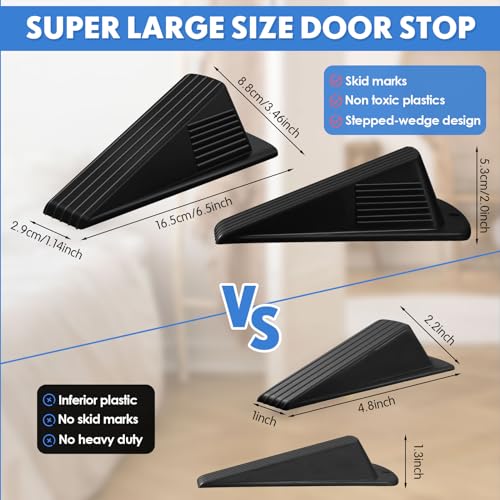 2 Pcs Heavy Duty Rubber Door Stops Wedge Stackable (2 Count)