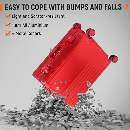 All Aluminum Carry On Luggage 22x14x9 Airline Approved Heavy Duty Hard Shell Suitcases Zipperless Suitcase with TSA Lock