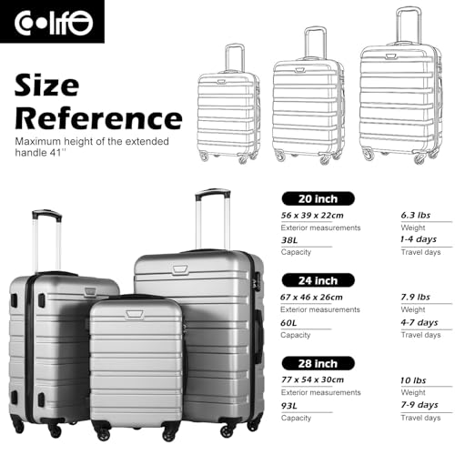 Luggage Set Lightweight Durable Hardshell (3 Count)
