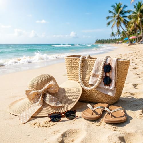 Wide Brim Sun Hat for Women Floppy Straw Hat Summer Beach Hats Fashionable Trendy Hats Sun Protection UPF 50+