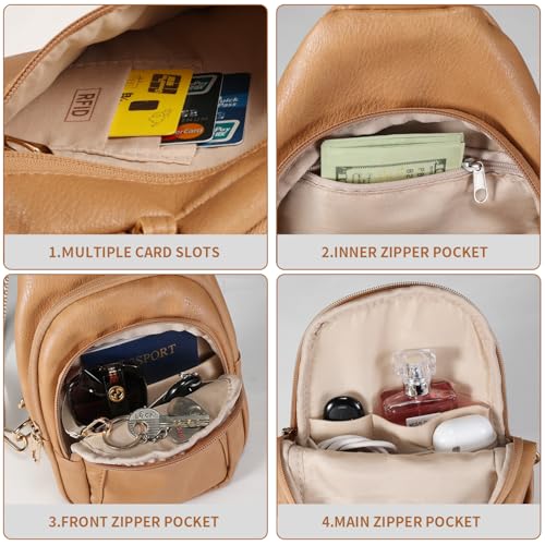 Crossbody Bags for Women Anti Theft Vegan Leather Sling Bag RFID Blocking Chest Bag for Travel