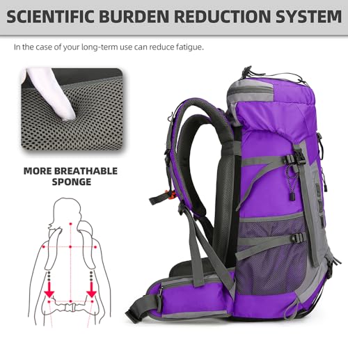 60L Hiking Backpack for Men and Women Lightweight Camping Hiking Backpack with Rain Cover Large Waterproof Travel Backpack Backpacking Pack