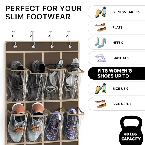 24 Pockets Clear Over the Door Shoe Organizer