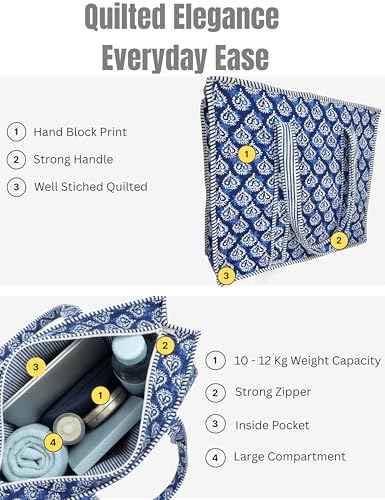 100% Cotton Quilted Tote Bag For Women