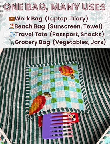 100% Cotton Quilted Tote Bag For Women