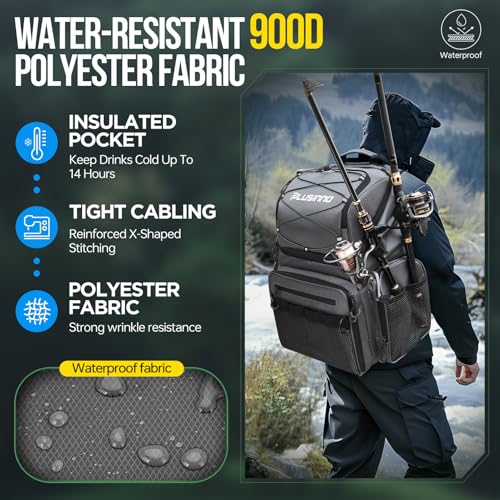 Fishing Backpack with Rod Holders 45L Large Water