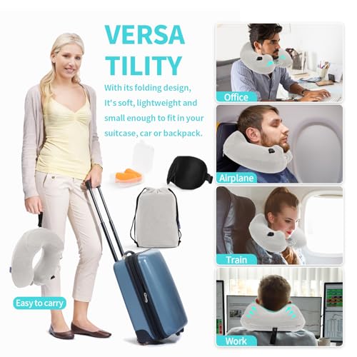2 Pack Inflatable Travel Neck Pillows for Airplanes