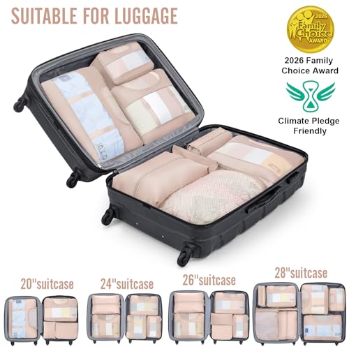 4 Set/6 Set /8 Set /9 Set /10 Set /11 Set Packing Cubes for Travel Essentials, 10 Set, 02 Cream (10 Count)