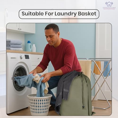 LFH Home Large Premium 1pack Cotton Rich Canvas Laundry Bag with Drawstring and Handles Heavy Duty