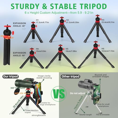 12x60 HD Monocular Telescope for Adults high Powered