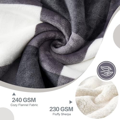 Sherpa Blanket Fleece Throw Blanket Twin Plaid Thick Bed Blanket