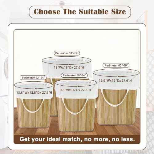 Canvas Laundry Bags with Handles & Square Base 16"Wx16"D x27.6"H