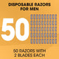 50 Pcs Disposable Razors With Lubricating Strip (50 Count)