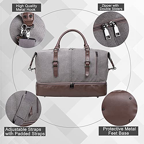 Leather Travel Bag with Shoe Pouch