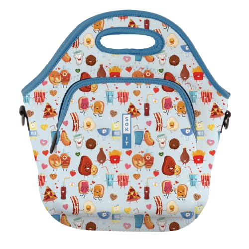 LunchTote Zippered Bag Insulated Neoprene Caddy (Bestie Bites / X-Large 6.5 Quart Lunch Tote)